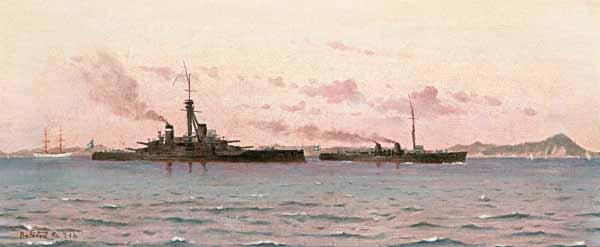 Carlos de Haes The Battleship Barroso oil painting image